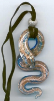 Aqua Snake, Silver Foil, Aventurina, with Black Suede